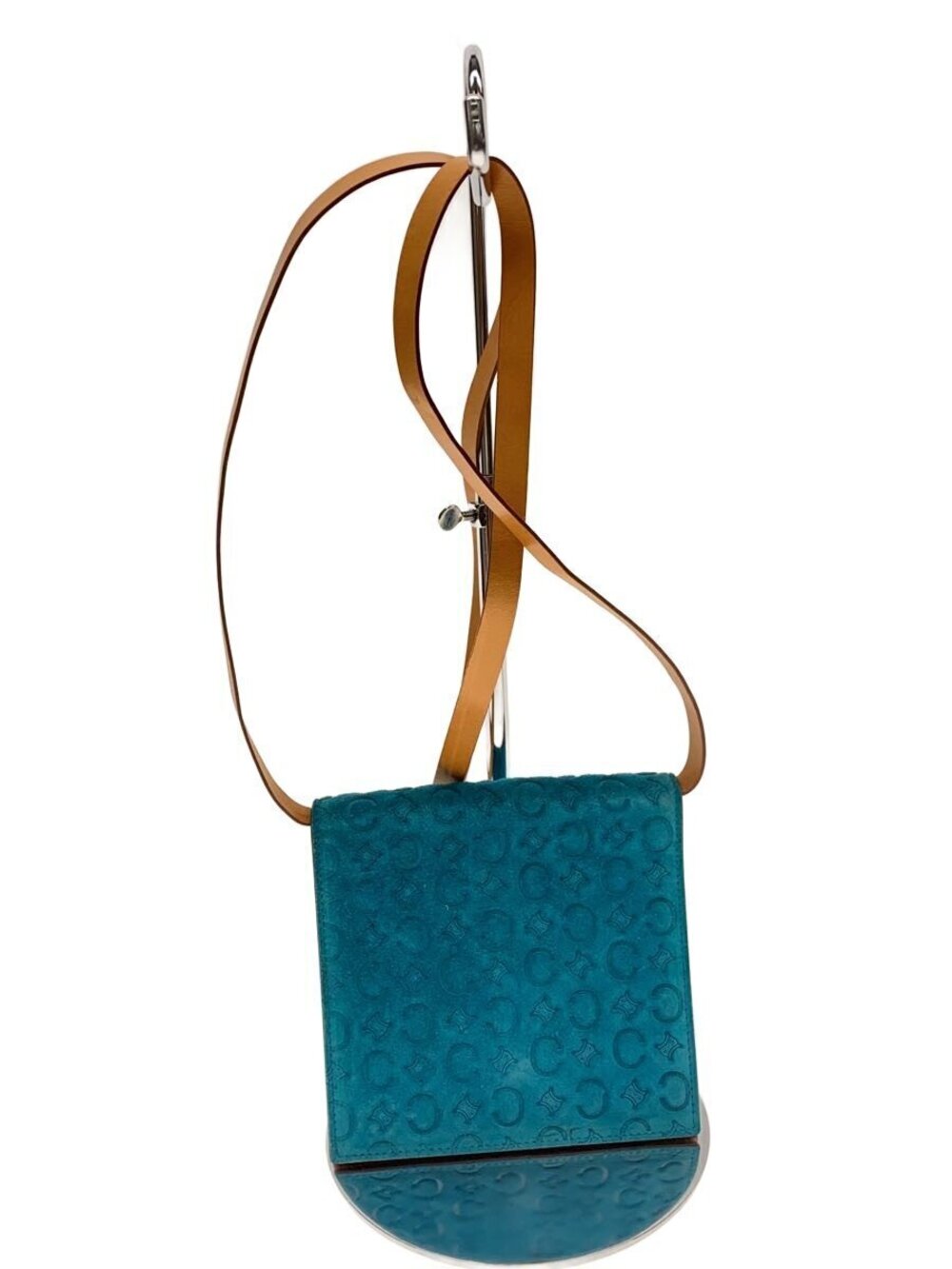 Celine Macadam Shoulder Bag Leather Blue